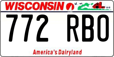 WI license plate 772RBO