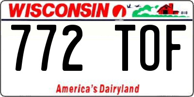 WI license plate 772TOF