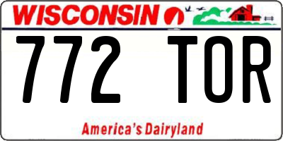 WI license plate 772TOR