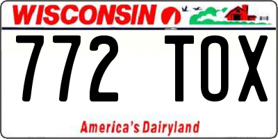 WI license plate 772TOX