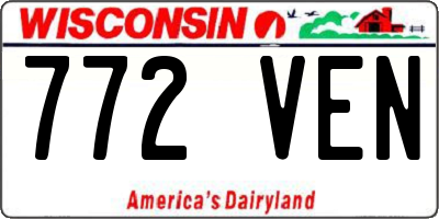 WI license plate 772VEN