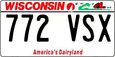 WI license plate 772VSX