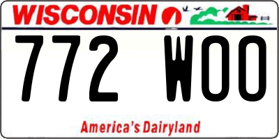 WI license plate 772WOO