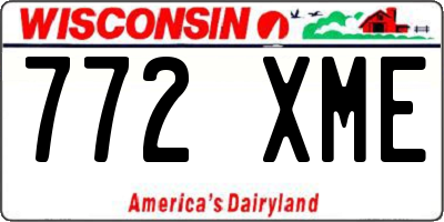 WI license plate 772XME