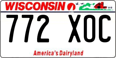 WI license plate 772XOC
