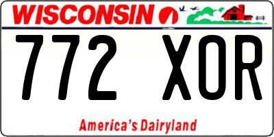 WI license plate 772XOR