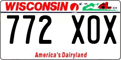 WI license plate 772XOX