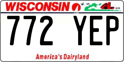 WI license plate 772YEP