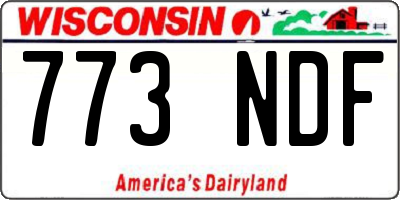 WI license plate 773NDF