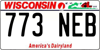 WI license plate 773NEB