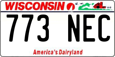 WI license plate 773NEC