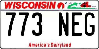 WI license plate 773NEG