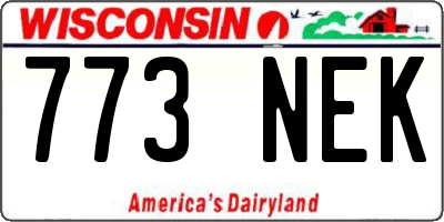 WI license plate 773NEK