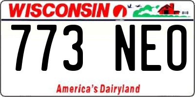 WI license plate 773NEO