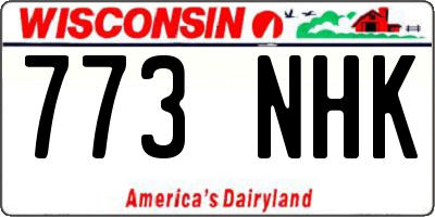 WI license plate 773NHK