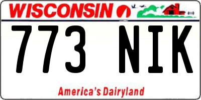WI license plate 773NIK