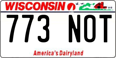 WI license plate 773NOT