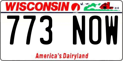 WI license plate 773NOW