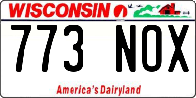 WI license plate 773NOX