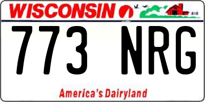 WI license plate 773NRG
