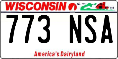 WI license plate 773NSA