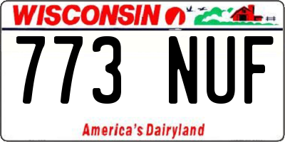 WI license plate 773NUF