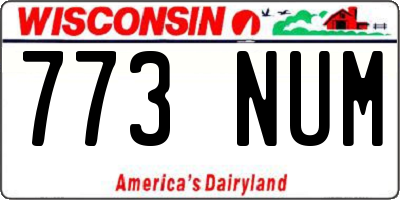 WI license plate 773NUM