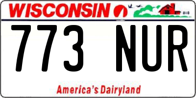 WI license plate 773NUR