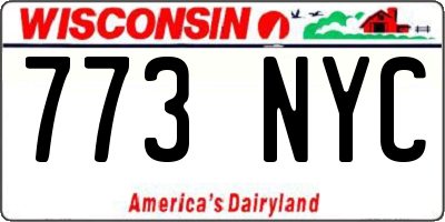 WI license plate 773NYC