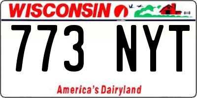 WI license plate 773NYT