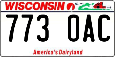WI license plate 773OAC