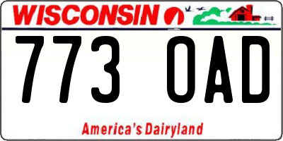 WI license plate 773OAD