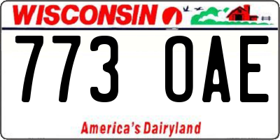 WI license plate 773OAE