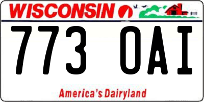 WI license plate 773OAI