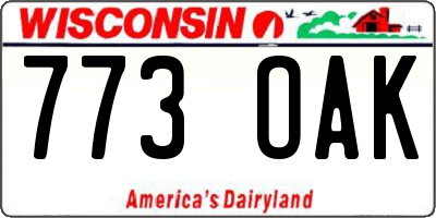 WI license plate 773OAK