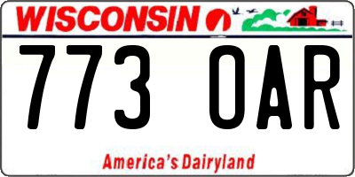WI license plate 773OAR