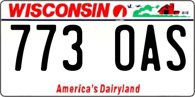 WI license plate 773OAS