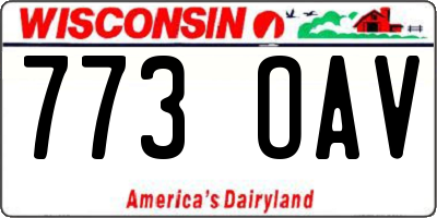 WI license plate 773OAV