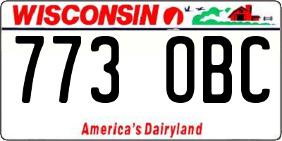 WI license plate 773OBC