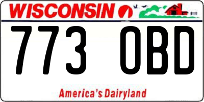 WI license plate 773OBD