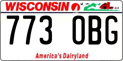 WI license plate 773OBG