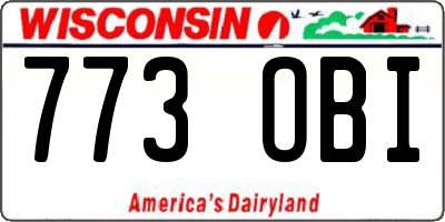 WI license plate 773OBI