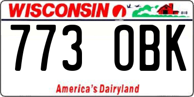 WI license plate 773OBK