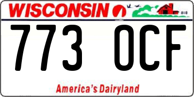 WI license plate 773OCF