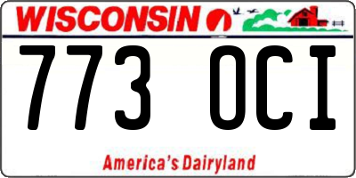 WI license plate 773OCI