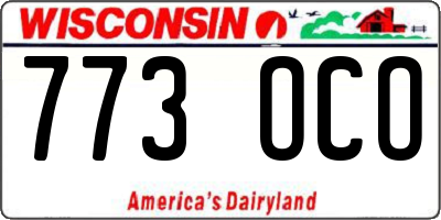 WI license plate 773OCO