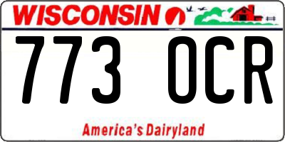 WI license plate 773OCR