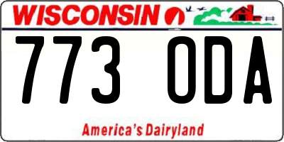 WI license plate 773ODA