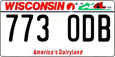 WI license plate 773ODB