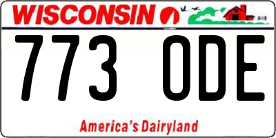 WI license plate 773ODE